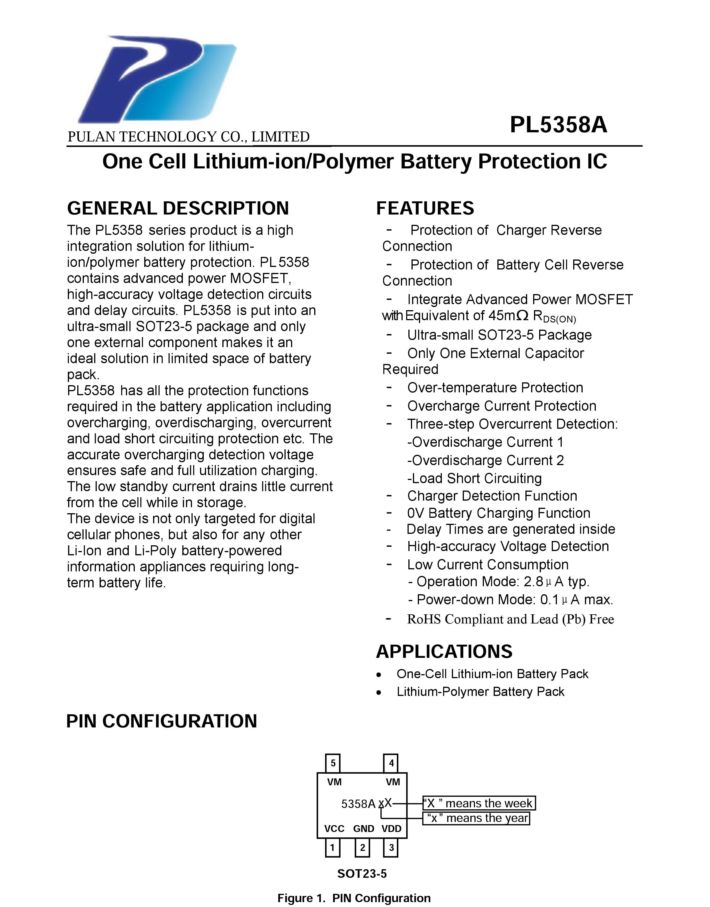 PL5358A單芯片鋰電池保護IC，外圍僅一個電容