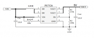 3V和3.7V，4.2V輸入，輸出5V2.4A同步整流升壓芯片-PS7526