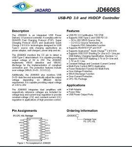 支持蘋果20W PD快充協(xié)議芯片JD6606S