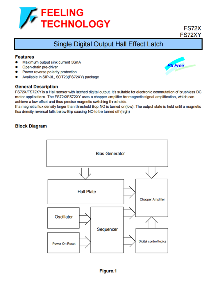 FS72X 單數(shù)字輸齣霍爾效應(yīng)鎖存器芯片