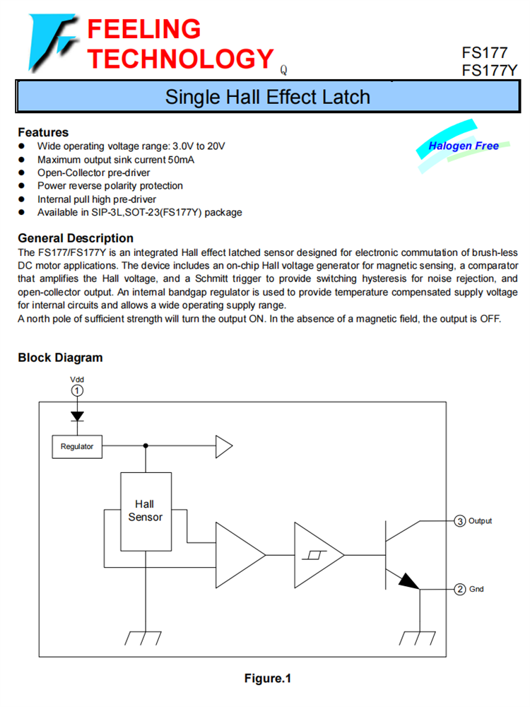 FS177 FS177Y 單霍爾效應(yīng)鎖存器芯片