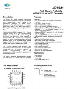 JD6621 快速充電協(xié)議IC USB-PD 3.0與PPS控製器 百盛電子代理商