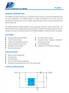 PL2628 恒定頻率、6引腳SOT23電流模式升壓轉(zhuǎn)換器芯片