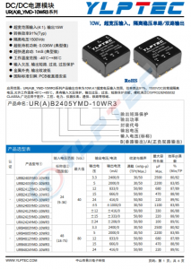 URB2409YMD-10WR3  10W，超寬壓輸入，隔離穩(wěn)壓單路/雙路輸出