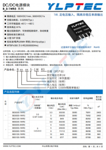 B2424S-1WR3   1W,定電壓輸入，隔離非穩(wěn)壓單路輸出