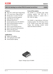 XL8005E1  100V 0.5A 開關(guān)電流降壓 PFM LED 恒流驅(qū)動(dòng)器