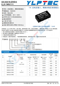 B0505LS-1WR2    輸入電壓4.5V~5.5V 輸齣電壓5V輸齣功率