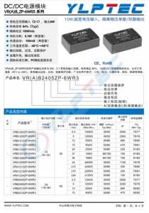 VRB2405ZP-6WR3  10W,超寬電壓輸入，隔離穩(wěn)壓單路/雙路輸出