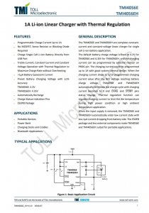TMI4056E   1A 鋰離子線性充電器，帶熱調(diào)節(jié)功能