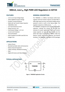 TMI6030C-18  300mA、低IQ、高PSRR LDO穩(wěn)壓器，SOT23封裝