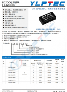 B2424S-2WR2  2W,定電壓輸入，隔離非穩(wěn)壓單路輸出