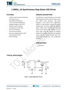 TMI5101  1.5MHz、1A同步降壓型LED驅(qū)動(dòng)器